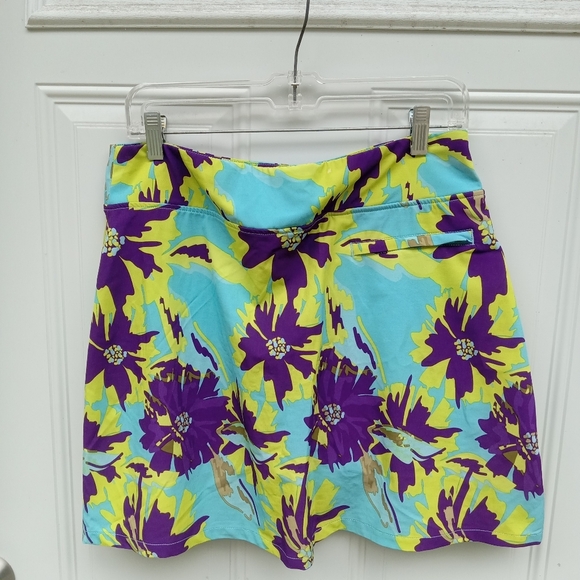 Kyodan Golf Skort Floral Skirt Purple Green Blue Size Medium Tropical Tennis - Picture 2 of 6